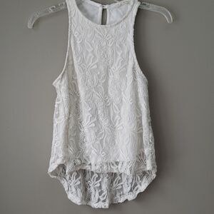 Peach Royal Creme Floral Lace Blouse Size XS